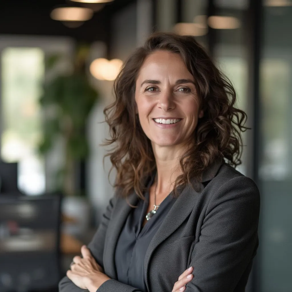 Professional celebrating career transition